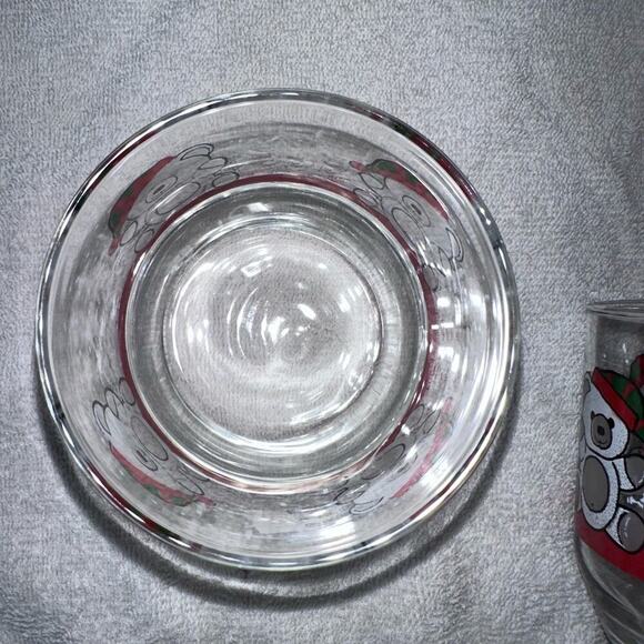 Vintage MCM Retro Libbey Christmas Teddy Bears Low Ball Drinking Glasses Set 4 - Picture 3 of 5